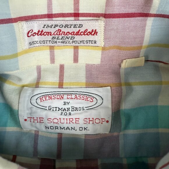 Vintage Gitman Bros Button Down Shirt Mens Extra Large Plaid Linen Cotton Blend - Picture 4 of 6